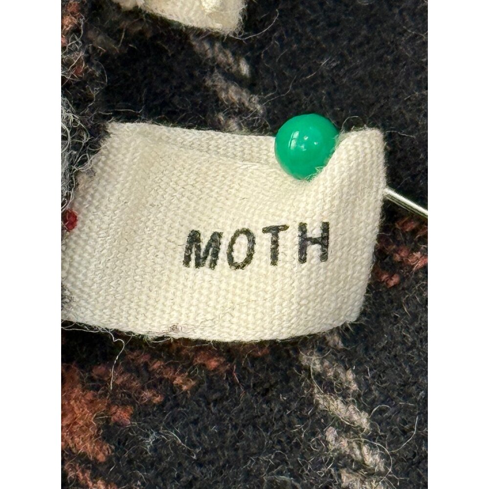 Anthropologie Moth Derry Plaid Jacket Hooded Cable Knit Sweater Wool Women Sz L - Picture 5 of 10